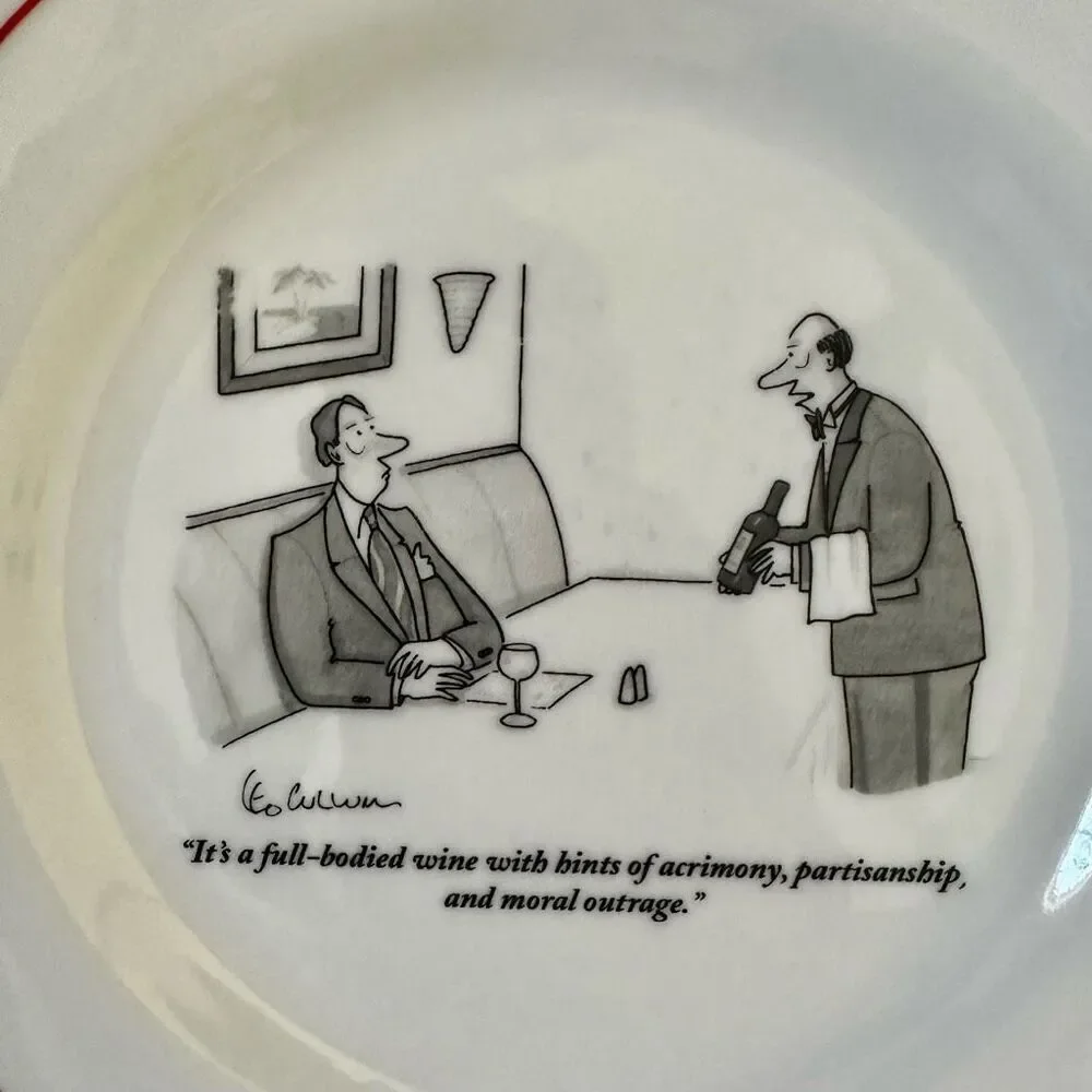 Vintage Restoration Hardware New Yorker Cartoons 8 Dessert Plates